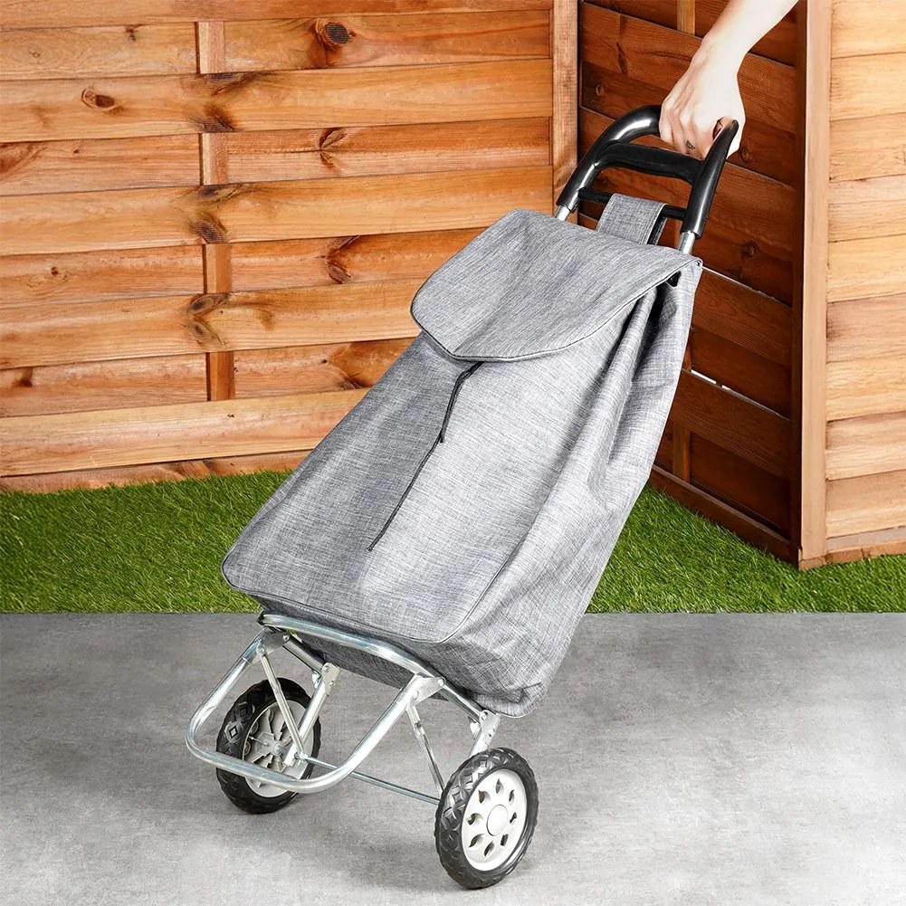 Пазарска количка, голям капацитет 30 кг, лека конструкция, подвижна чанта, размери 28x38x96 см