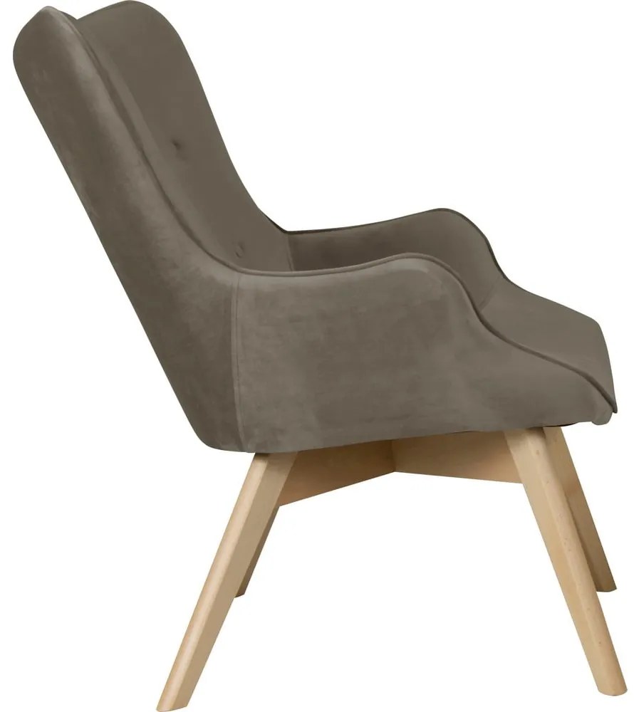 Светлокафяво кадифено кресло Niko – Ropez