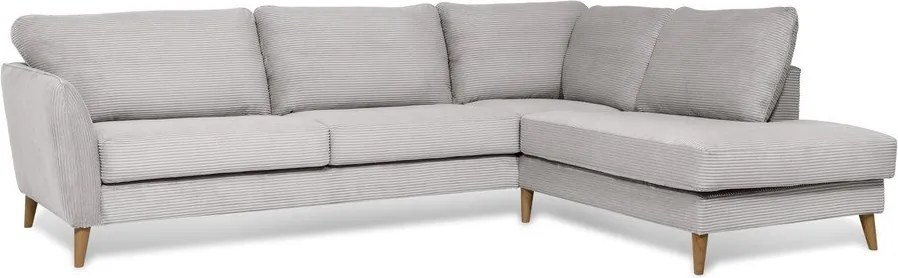 Светлосив ъглов диван от рипсено кадифе (десен ъгъл) Paris – Scandic