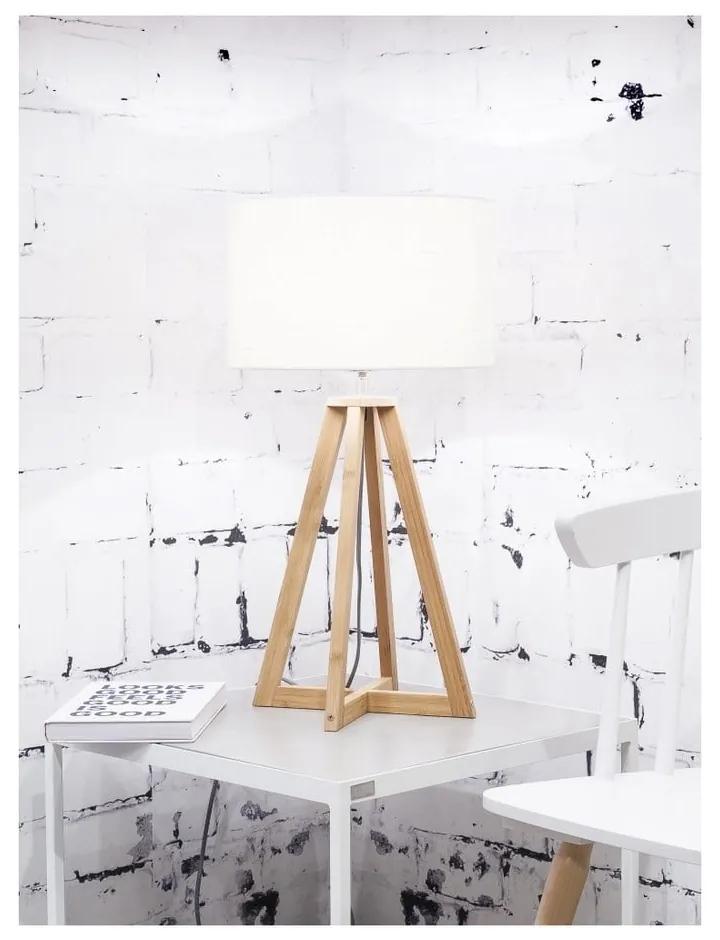 Настолна лампа с бял абажур и бамбукова конструкция Everest - Good&amp;Mojo