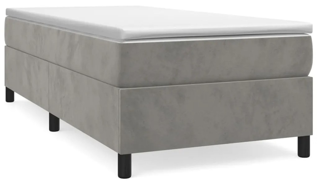 3121096 vidaXL Рамка за легло с пружини, светлосива, 90x200 см, кадифе