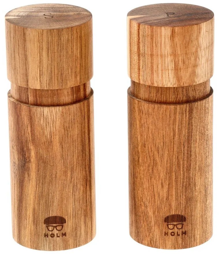 Дървен комплект от мелнички за сол и пипер 2 бр. в естествен цвят – Holm