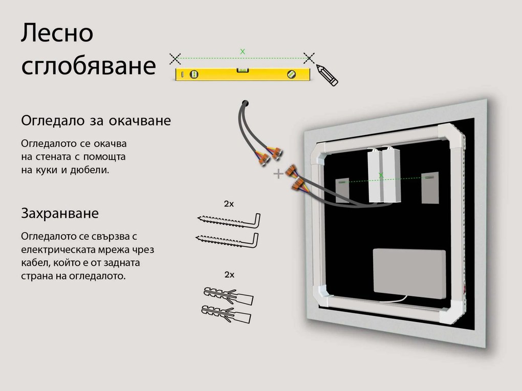 SMART огледало със светодиодно осветление M1 + SmartScreen with Google Chromecast