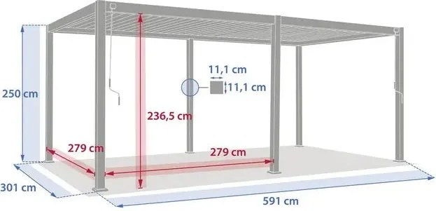 Електрическа пергола Hesperide Evora, Алуминий, Графит, 6x3 m