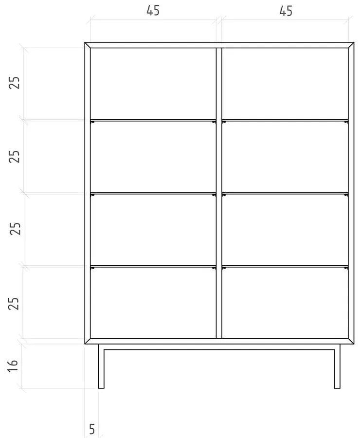 Витрина от дъбова дървесина в естествен цвят 97x125 cm Abies - The Beds