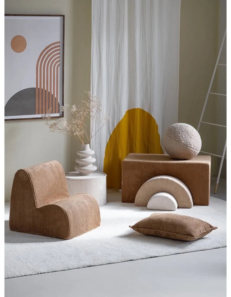 Кафяв детски стол от рипсено кадифе Cloud – Wigiwama