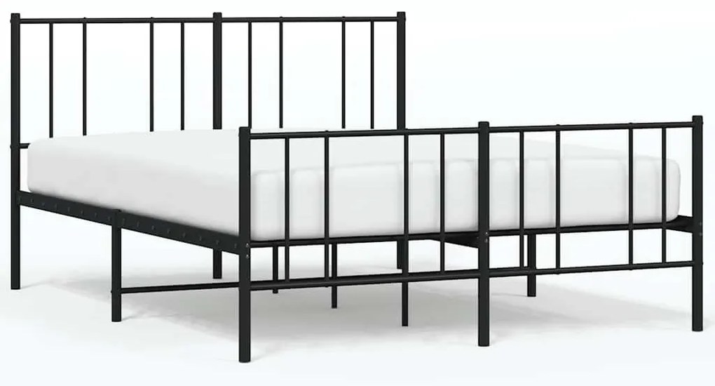 352499 vidaXL Метална рамка за легло с горна и долна табла, черна, 140x200 см