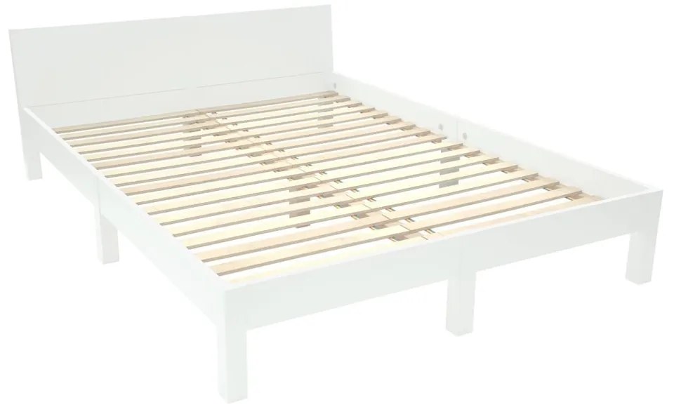 Бяло двойно легло от букова дървесина с решетка 160x200 cm Dabi - Ragaba