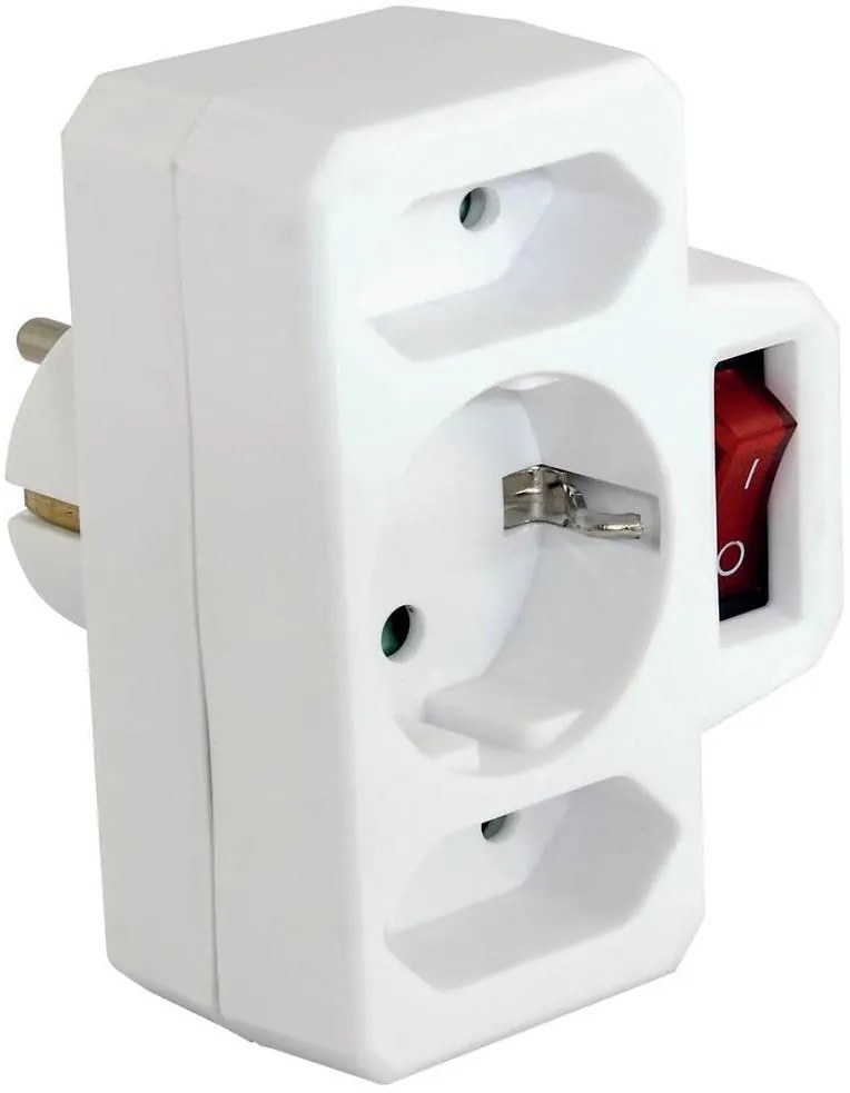 COMMEL Адаптер за контакт бял с ключ 2 х ЕВРО и 1 х шуко  /до изчерпване/ - C240-306