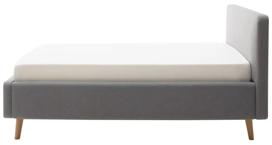 Светлосиво единично легло 120x200 cm тапицирано без ламелно дъно Mattis – Meise Möbel