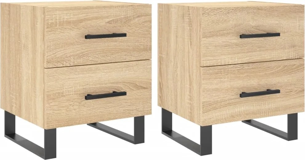 827363 vidaXL Нощни шкафчета 2 бр дъб сонома 40x35x47,5 см инженерно дърво