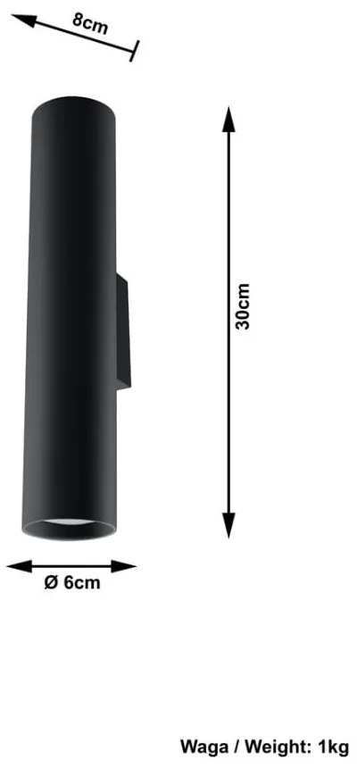 Черна стенна лампа 2 Castro - Sollux