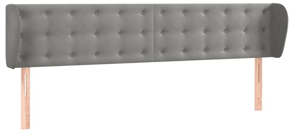 3117632 vidaXL Горна табла за легло с уши, светлосива, 163x23x78/88 см, кадифе