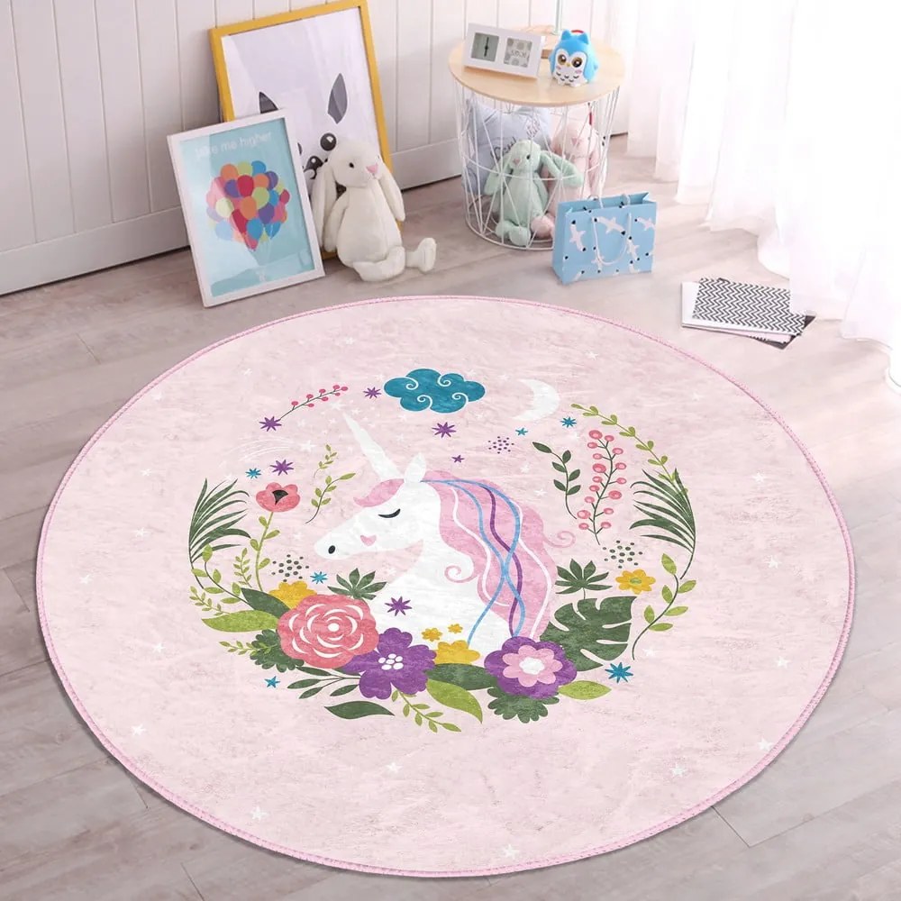 Розов детски килим ø 100 cm Comfort - Mila Home