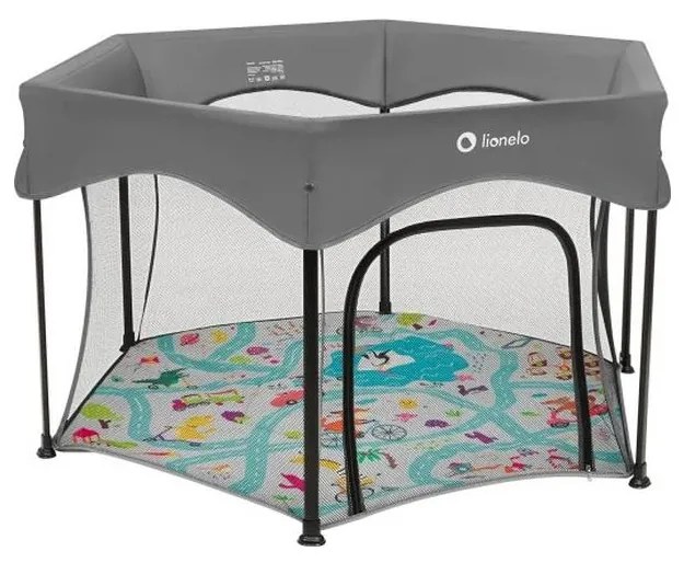 Lionelo - Игрална кошара ROEL PLUS, сива/многоцветна