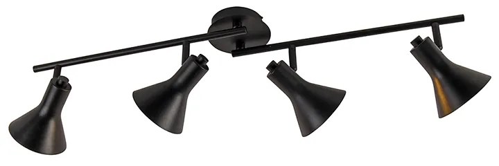 Модерен прожектор черен със злато 4-светлина - Magno