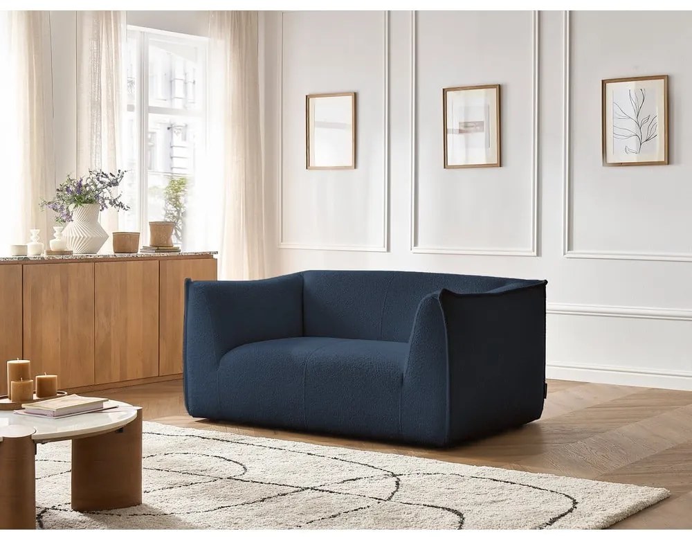 Тъмносин диван от прежда с примки от букле 170 cm Giorgia – Bobochic Paris