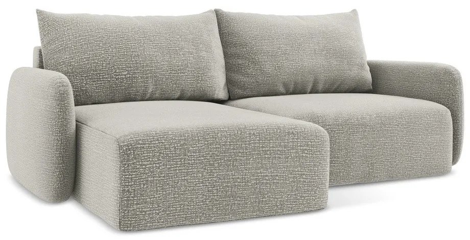 Светлосив разтегателен ъглов диван с място за съхранение (ляв ъгъл) Kalena – Makamii