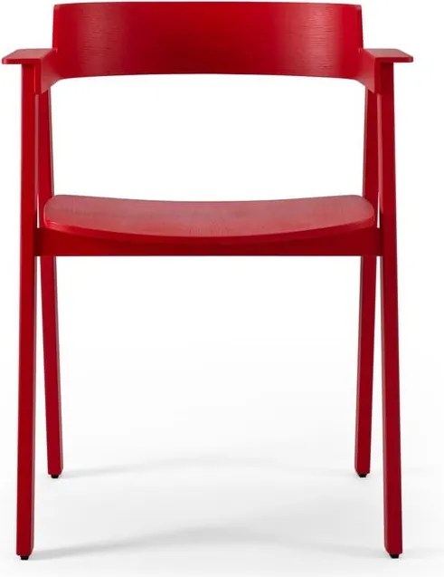 Червен трапезен стол с подлакътници от масивен дъб Flip – Gazzda