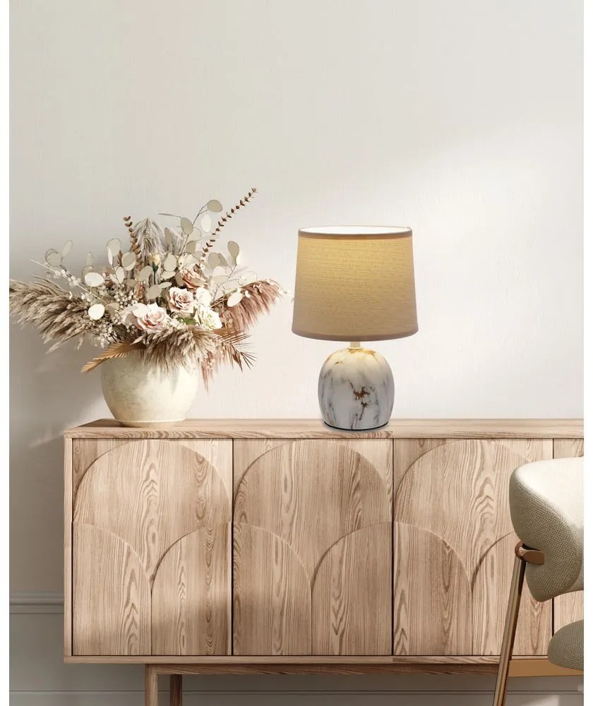 Кремава настолна лампа с текстилен абажур (височина 25 cm) Adelina - Candellux Lighting