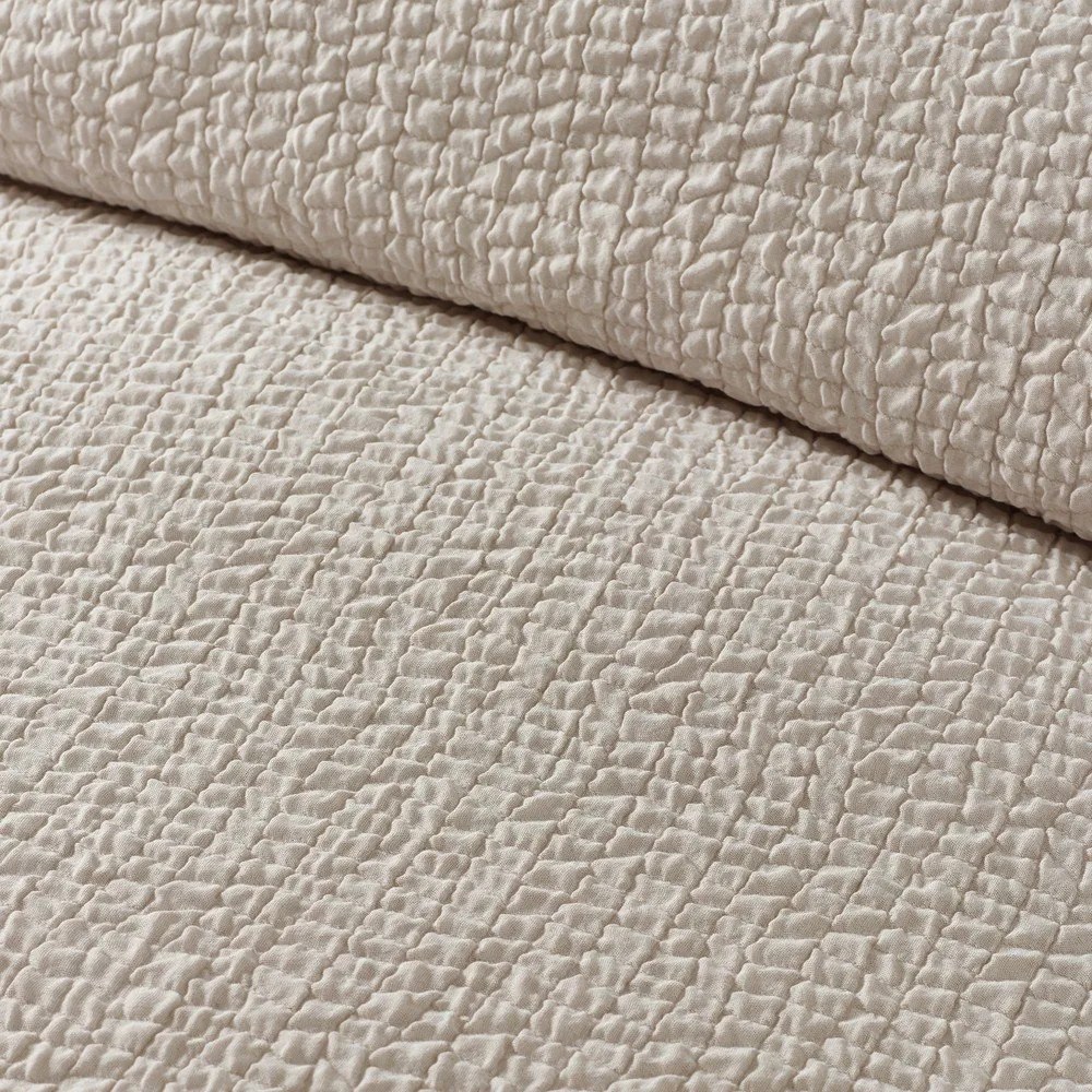 Светлокафяво двойно крепово спално бельо 200x200 cm Crinkle Seersucker – Catherine Lansfield