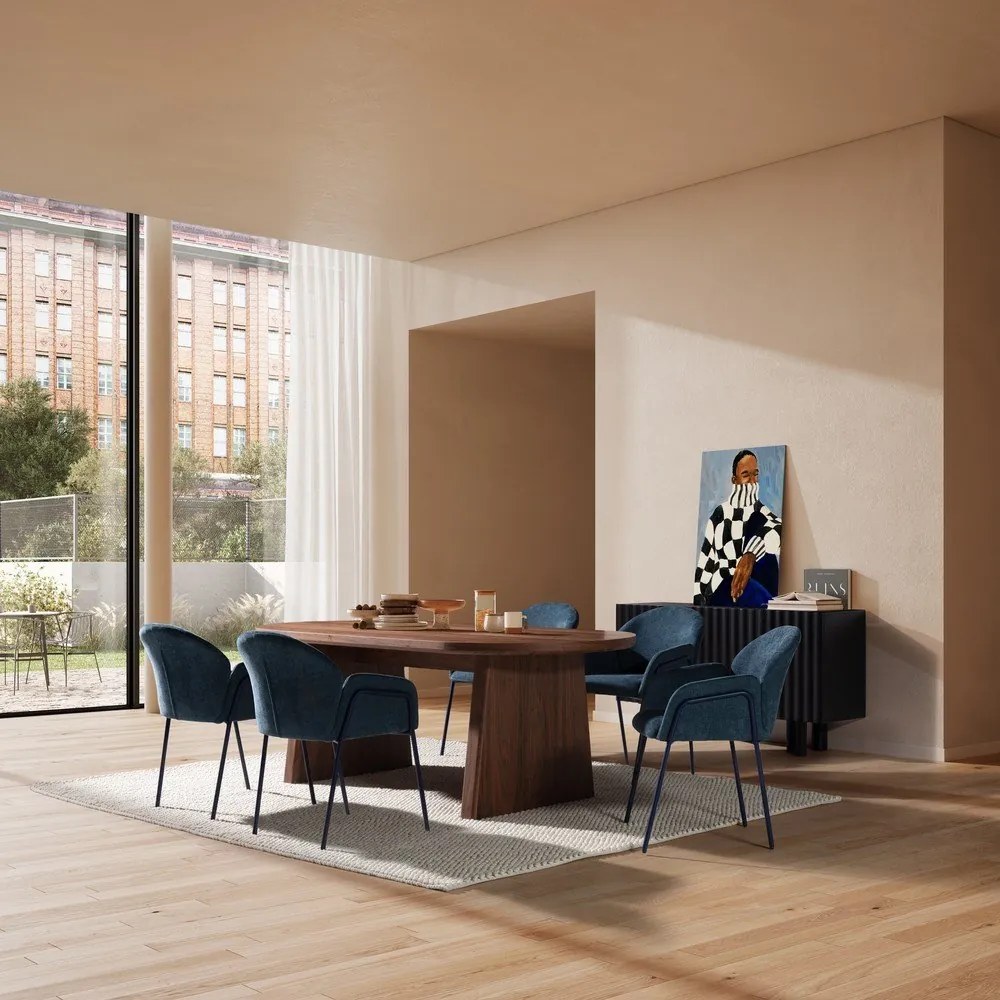 Сини тапицирани трапезни столове в комплект 2 бр. Aslin – MOME