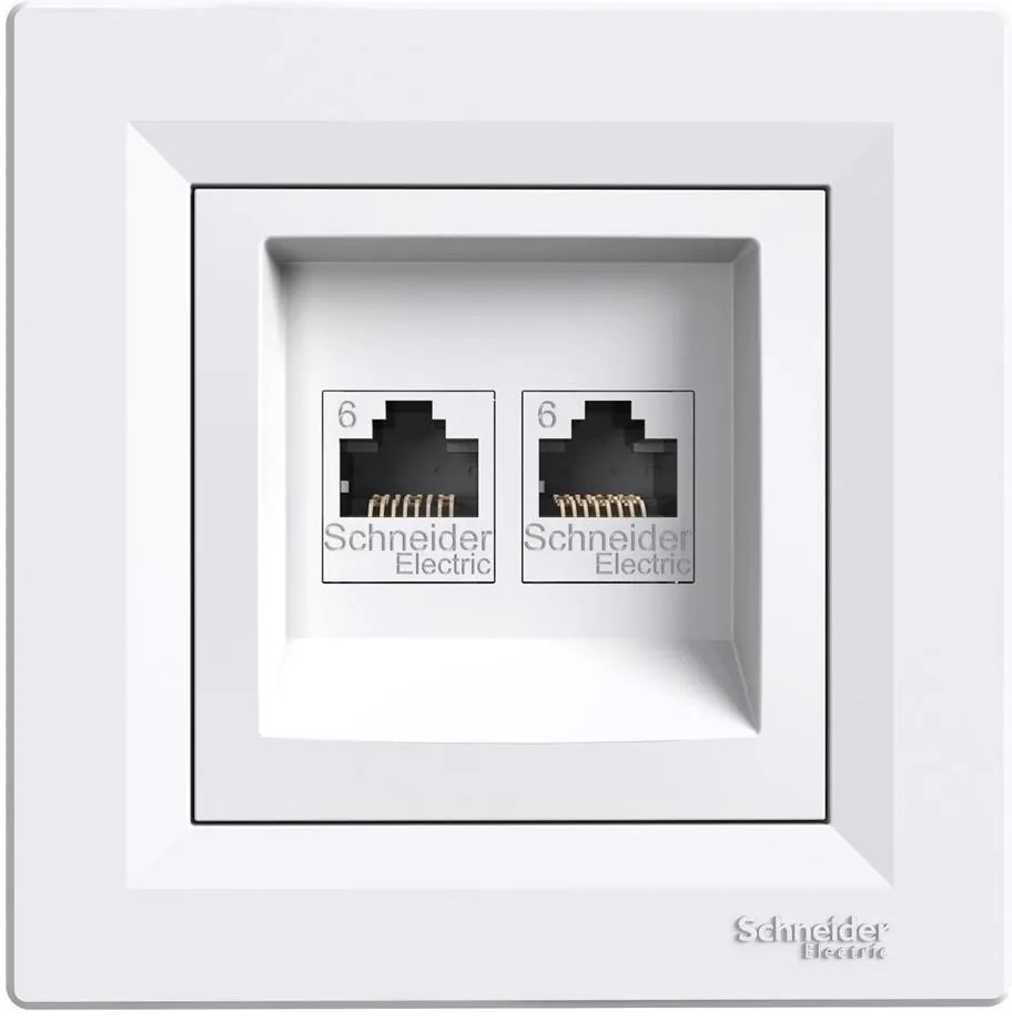 SE Розетка 2xRJ45 UTP cat.6 моноблок цвят Бял Asfora  - EPH4800121