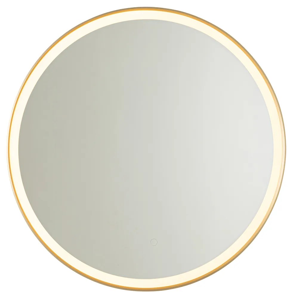 Огледало за баня златно 70 см с LED 3-степенно димиране с докосване кръгло - Miral