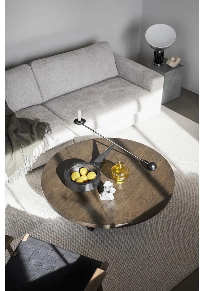 Тъмнокафява кръгла масичка за кафе от декор от дъб ø 110 cm Boxford – Rowico