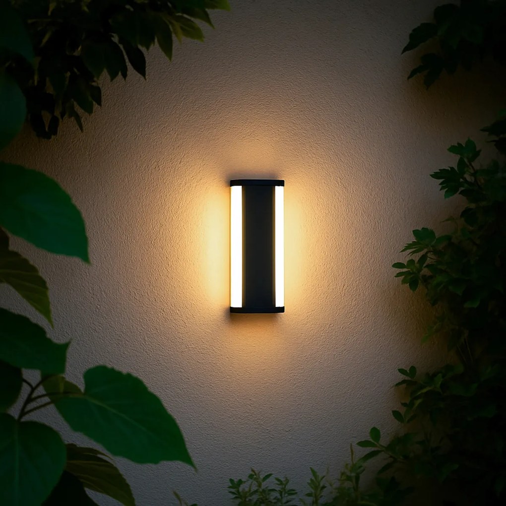 Модерна стенна лампа черна 30 см с LED CCT IP54 - Ваня