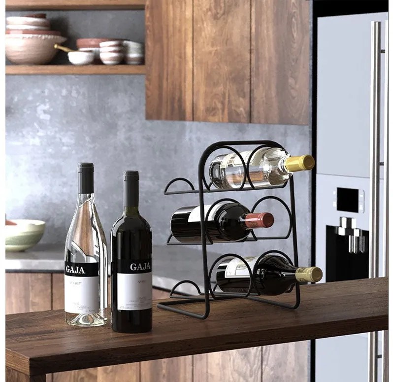 Поставка за вино TEKNO TEL TR MG 026B, 6 бутилки, 22х33х20 см, Матово черно