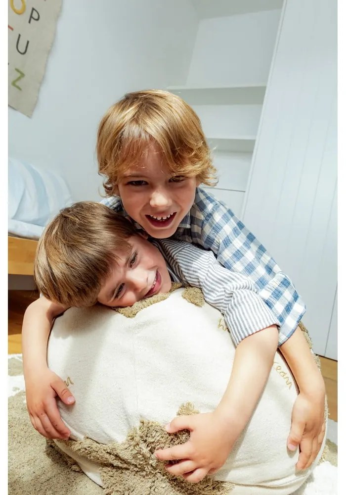 Детски пуф в зелен и кремав цвят World Map – Lorena Canals