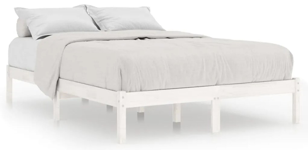 810018 vidaXL Рамка за легло без матрак, бял, 140x200 см, масивно дърво