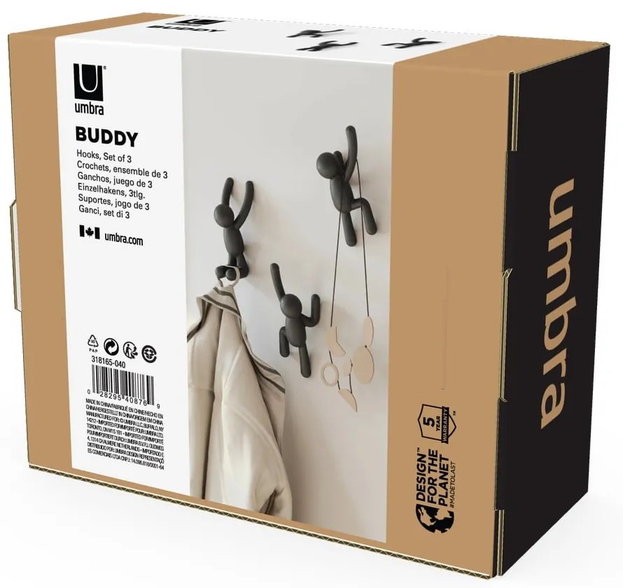 Пластмасови куки за стена в комплект от 3 броя Buddy - Umbra