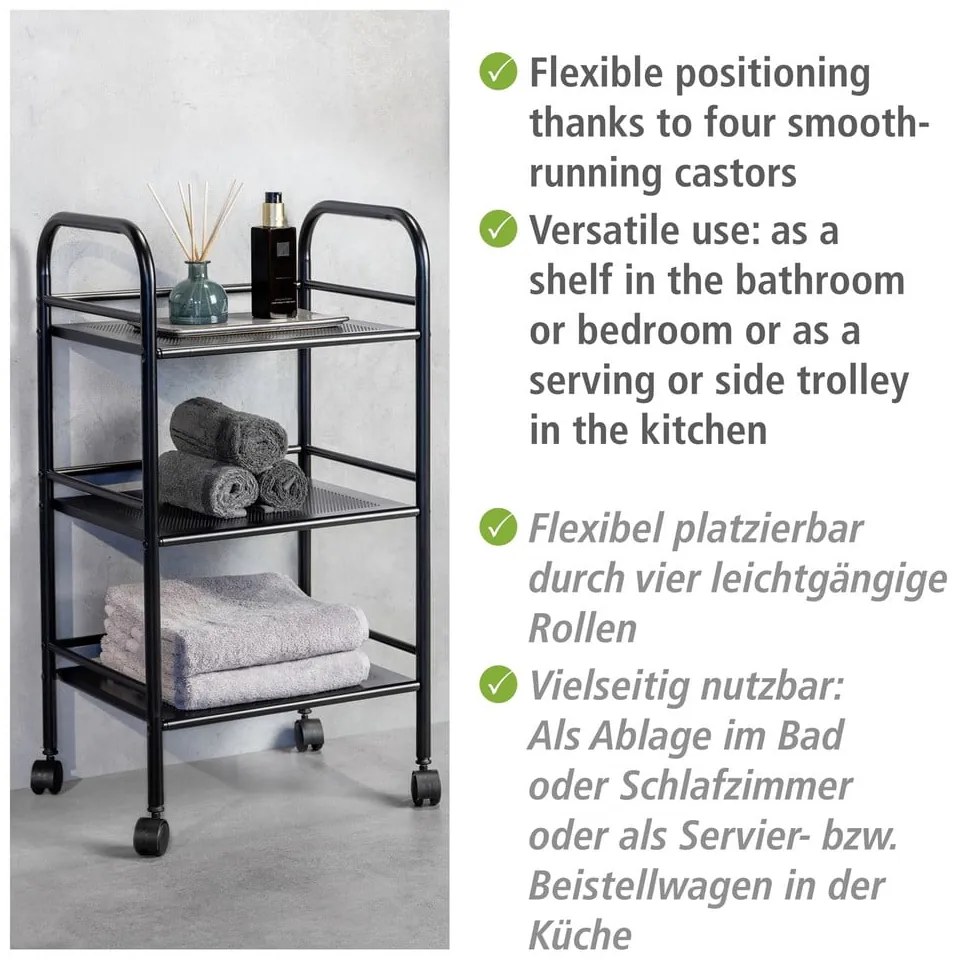 Черен метален подвижен стелаж 41x75 cm – Wenko