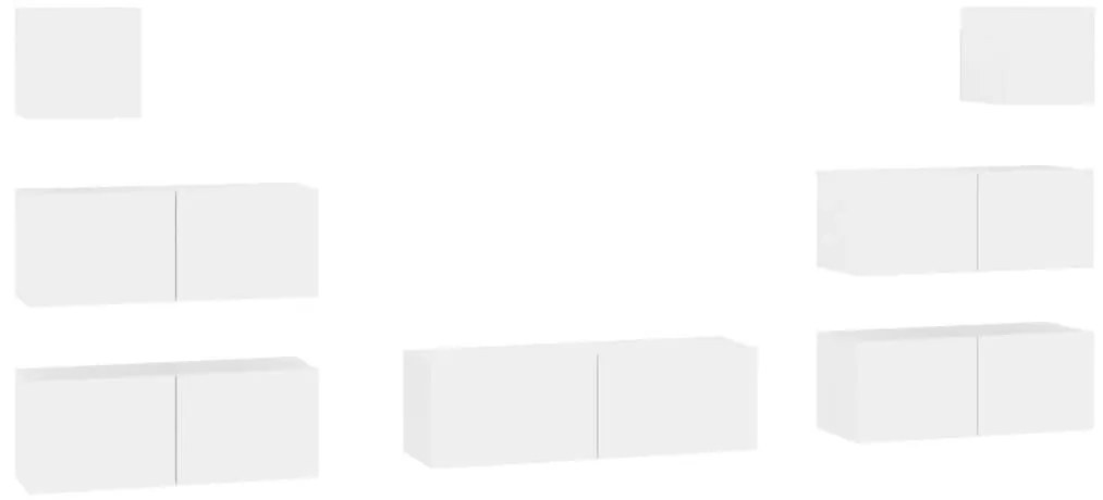 3114542 vidaXL Комплект ТВ шкафове от 7 части, бял, инженерно дърво