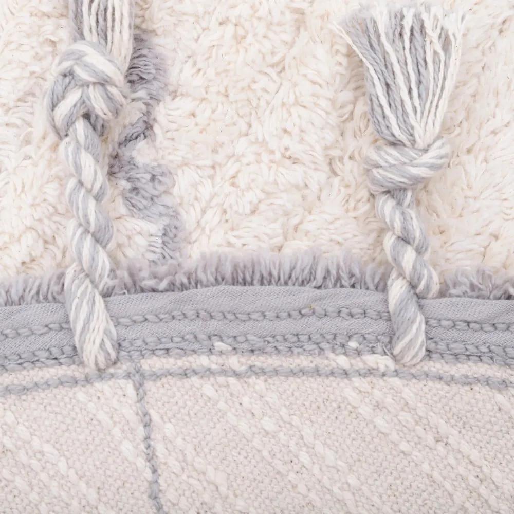 Бяло и сиво памучно килимче, ръчна изработка, ø 120 см Come - Nattiot