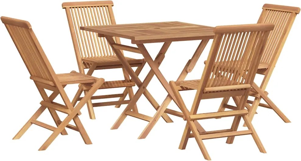 3059583 vidaXL Градински трапезен комплект, 5 части, тиково дърво масив