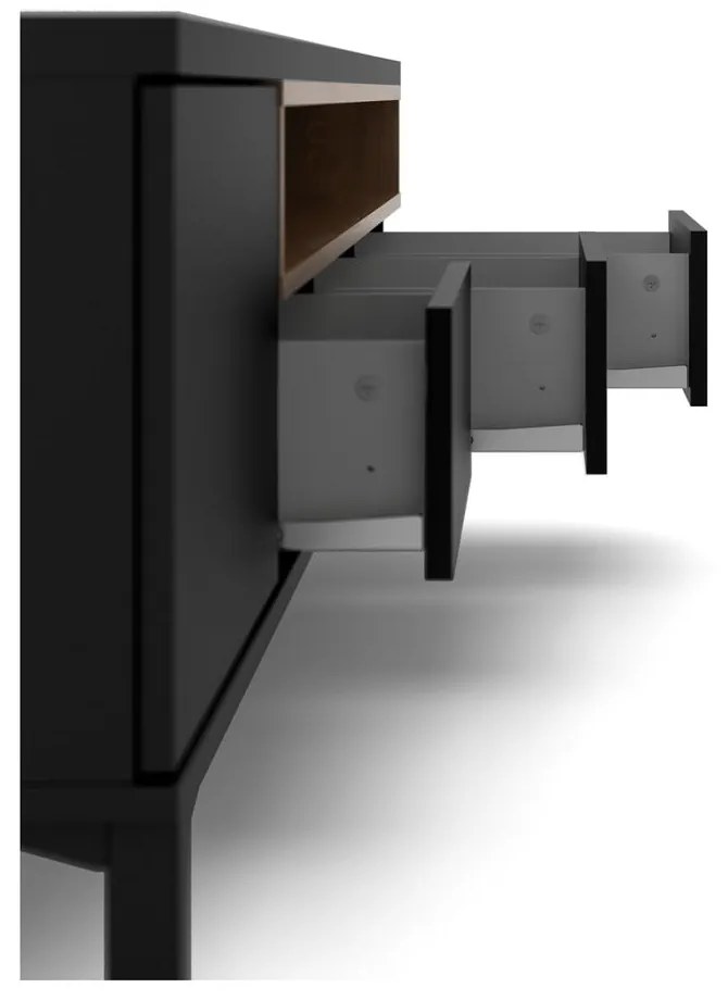 Черна маса за телевизор 156x48x48 cm Roomers – Tvilum