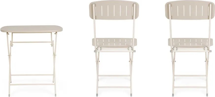 Бежов стоманен градински комплект за хранене за 2 Yvonne – Bizzotto