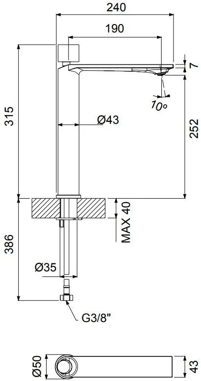 Смесител за мивка с кран Clic Clac Halo Vicario Plus-Inox