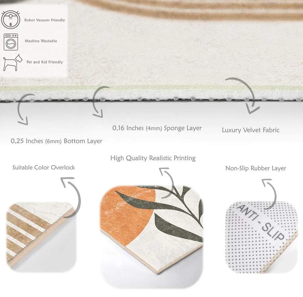 Кремав килим подходящ за пране 80x150 cm Dot Arch – Mila Home