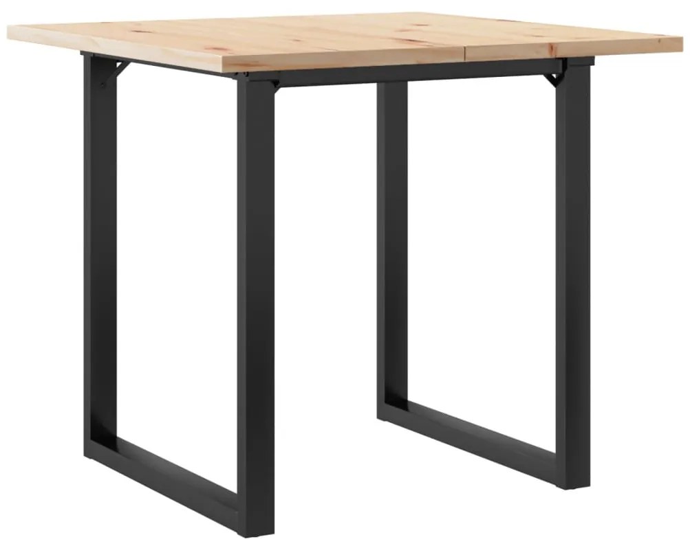 3282739 vidaXL Трапезна маса О-образна рамка 80x80x75,5 см бор масив и стомана