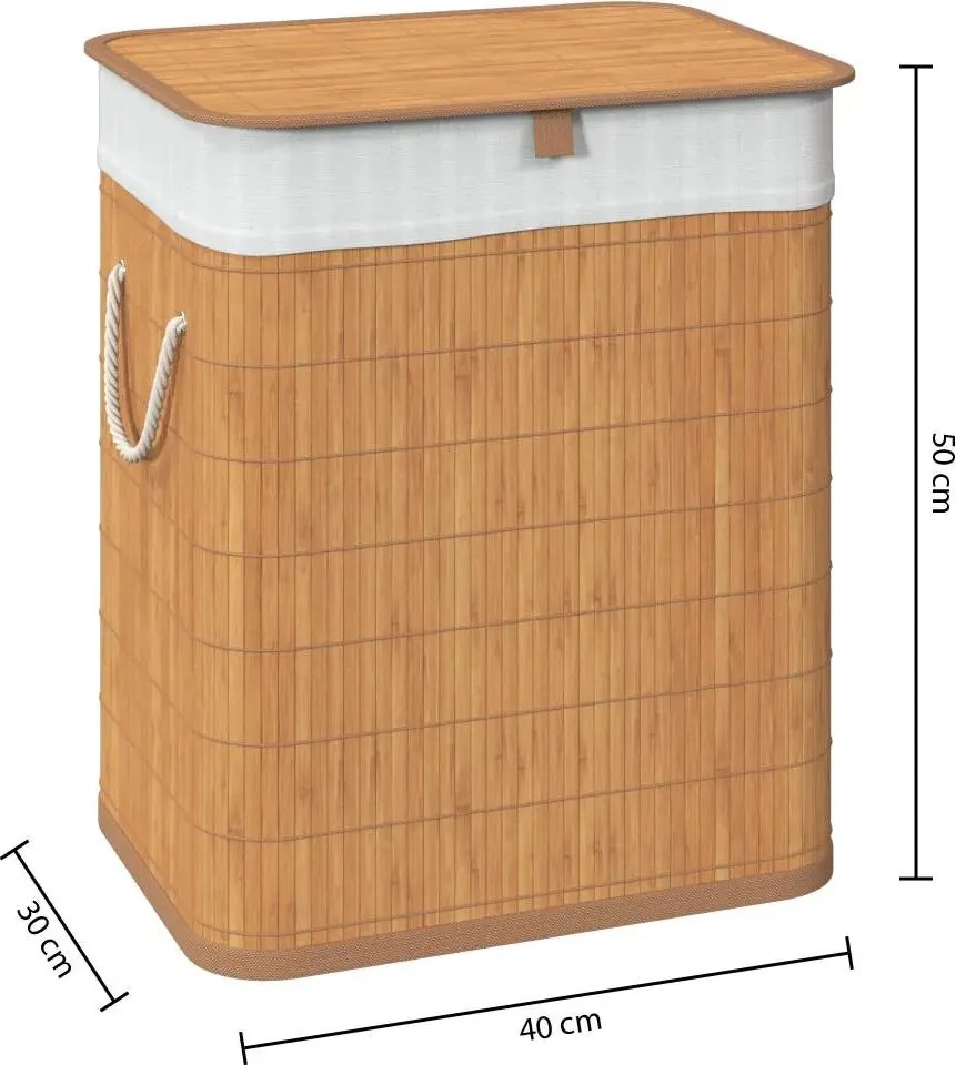 Кош за пране 5five, Бамбук, Правоъгълен, 60 l