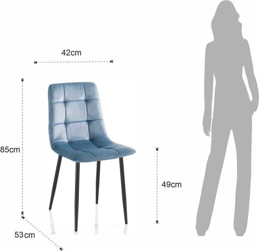Сини кадифени трапезни столове в комплект от 2 броя Faffy - Tomasucci
