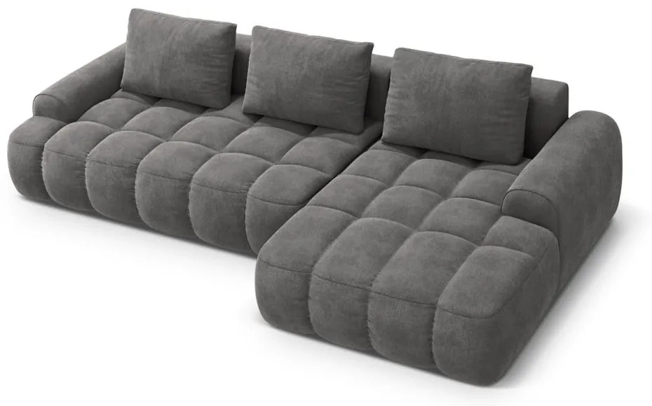 Сив кадифен сгъваем/с място за съхранение ъглов диван (десен ъгъл) Linz – Cosmopolitan Design