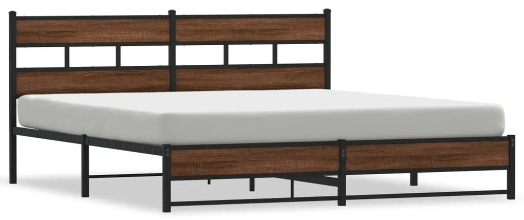 3308515 vidaXL Метална рамка за легло, без матрак, кафяв дъб, 200x200 см