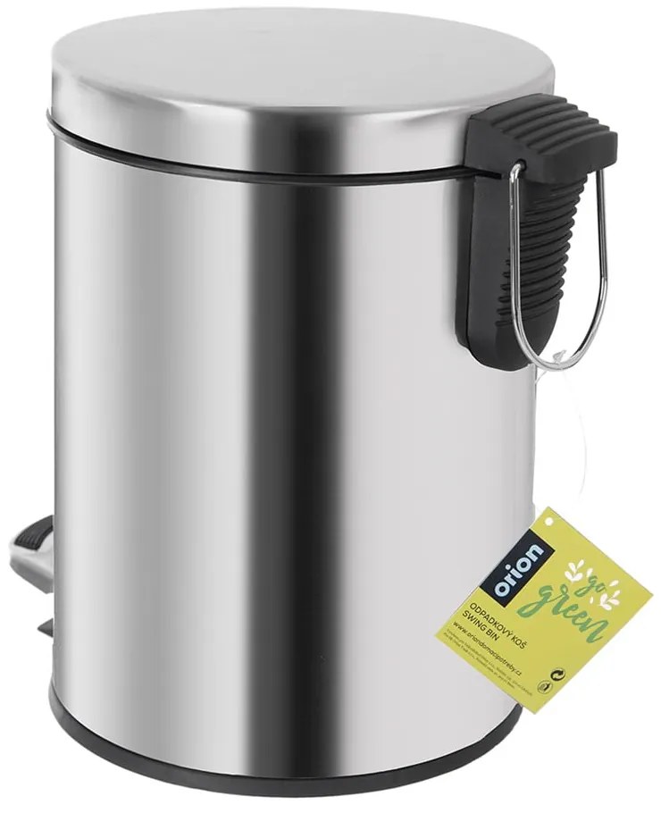 Кошче за боклук с педал от неръждаема стомана в лъскаво сребристо 3 l – Orion