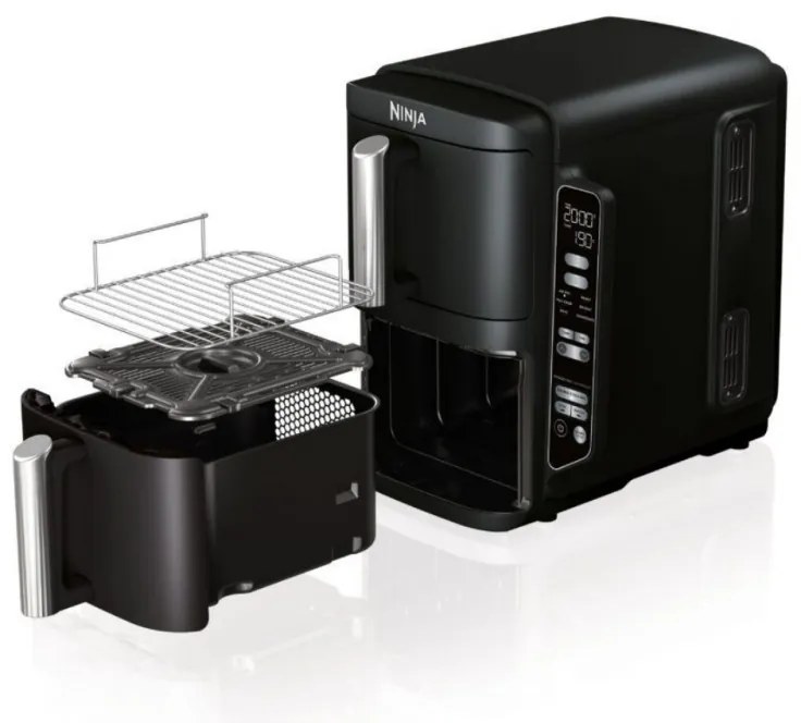 Фритюрник с горещ въздух Ninja SL300EU, 2470W, 7.6 л, 40-240C, 2 кошници, 6 програми, Синхронизирано готвене, Таймер, Автоматично спиране, Черен