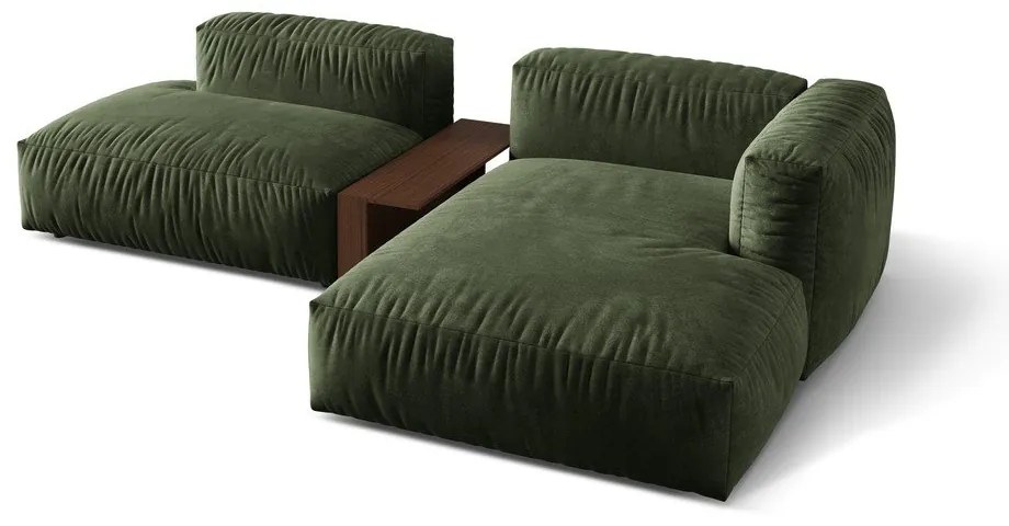 Зелен кадифен модулен ъглов диван (десен ъгъл) Martina – Micadoni